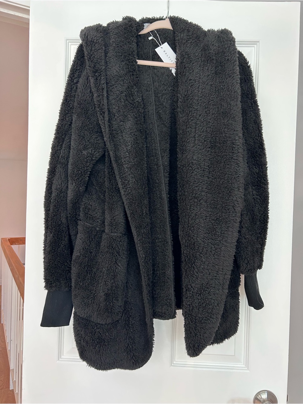 Baltic Born Plush Hooded Teddy Jacket in Black